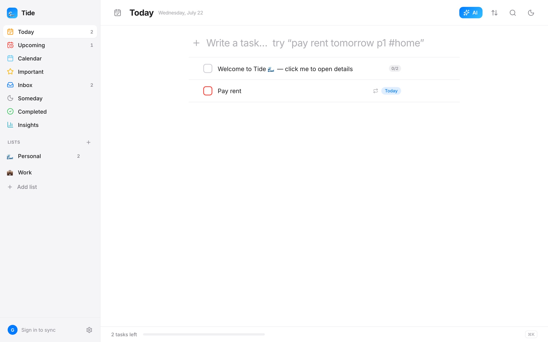Tide screenshot